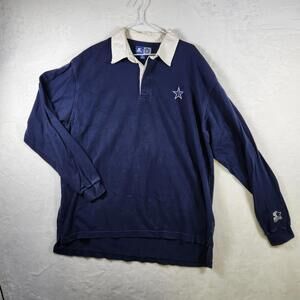 Vtg Dallas Cowboys Starter Rugby Shirt XL Blue White Long Sleeve‎ NFL Licensed